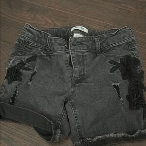 Mudd Black Floral Embroidered Kids Shorts